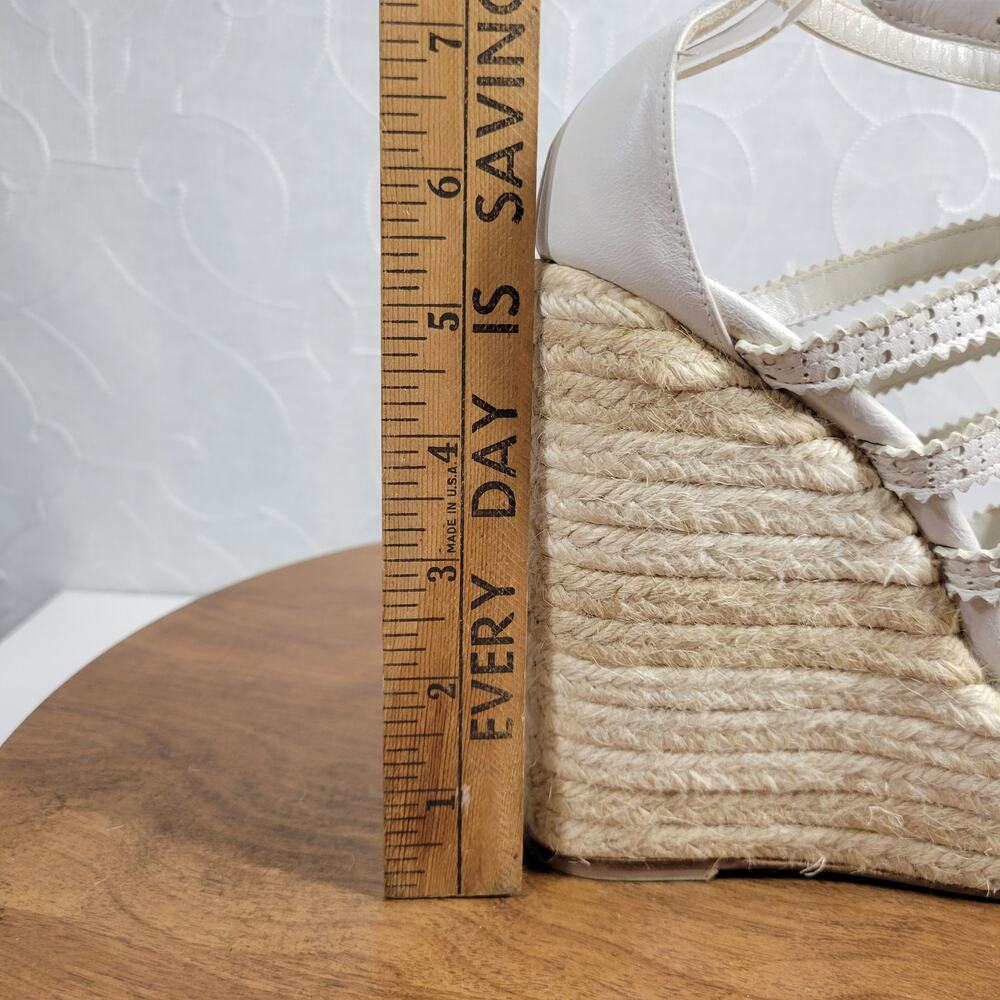 Balenciaga Womens Arena Wedge Sandals 39 US 9 White Strappy Espadrille Platform - Picture 8 of 14